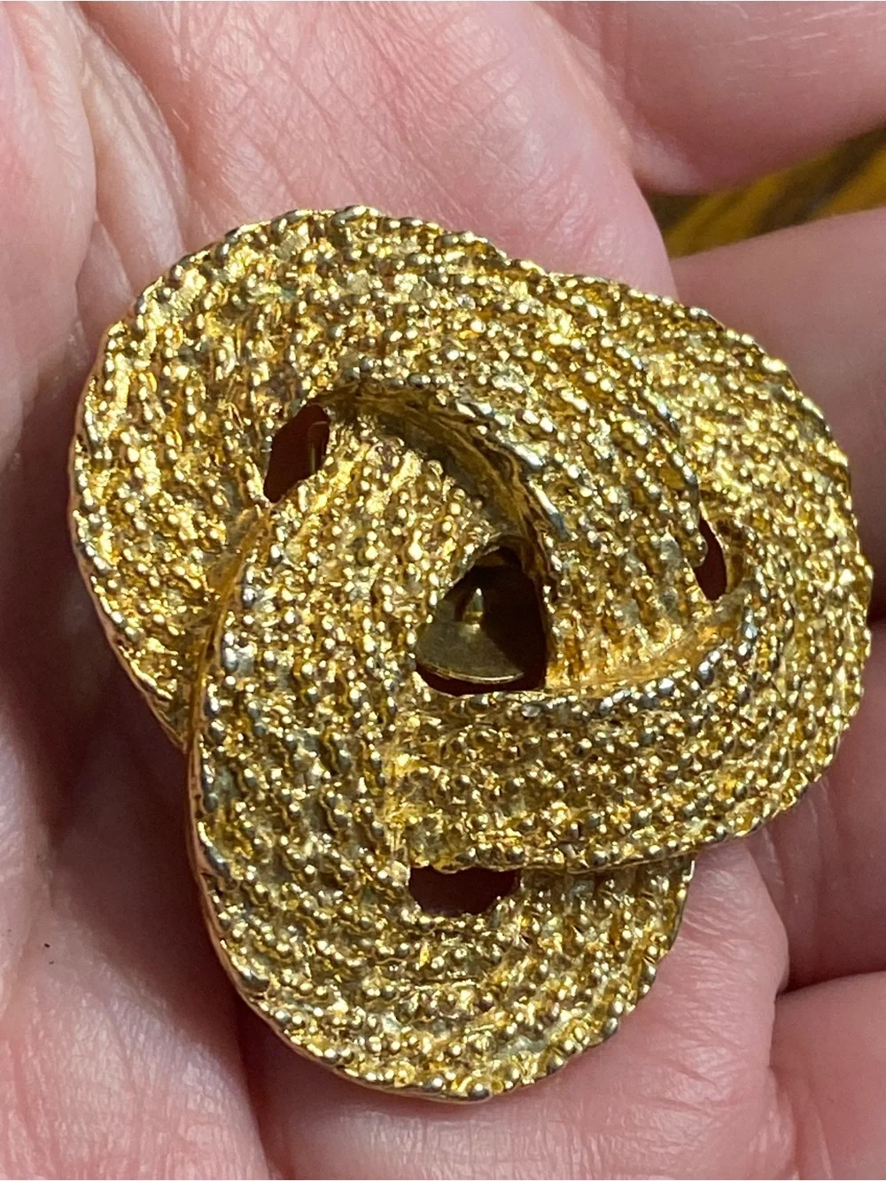 Vintage SG D'OR Textured Gold Braided Love Knot Statement Shoe Clips Brooch VTG